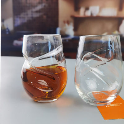 คุณภาพ Twisted Swirling Crystal Red Wine Glasses 250ml Stemless โรงงาน